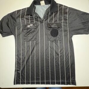 Official Sports International Referee Shirt Black White Stripe Short Sleeve M‎